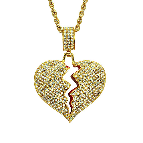 

Men's Crystal Pendant Necklace Broken Heart Heart Relationship European Trendy Fashion Chrome Gold Silver 60 cm Necklace Jewelry 1pc For Daily Carnival Street