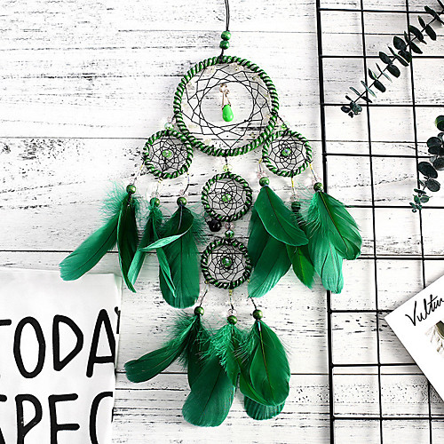 

Handmade Dream Catchers Green Memory Interior 5 Ring Dream Catcher Pendant Wall Art Decoration