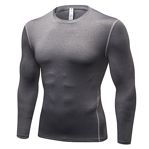 

UABRAV Men's Long Sleeve Running Shirt Tee Tshirt Breathable Quick Dry Soft Fitness Gym Workout Running Jogging Sportswear Solid Color Black Navy Blue Gray Activewear Stretchy