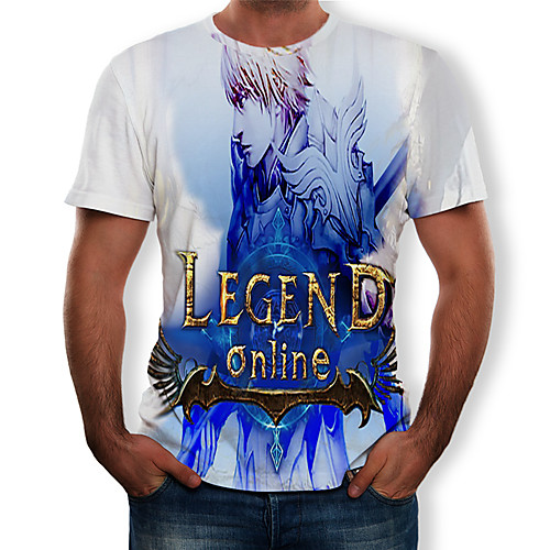 

Men's T shirt Cartoon Color Block 3D Print Tops White
