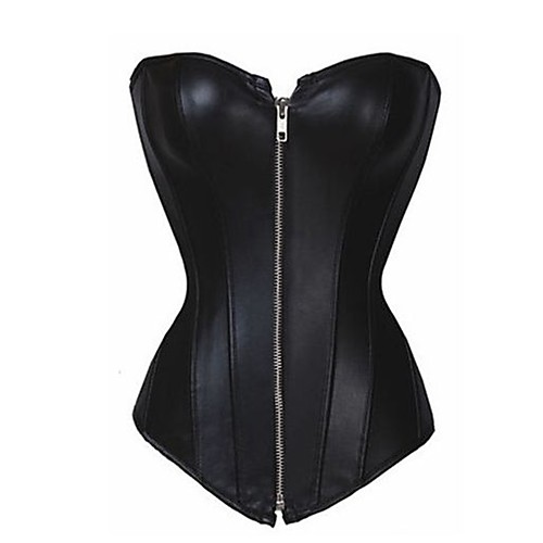 

Women's Zipper Overbust Corset - Solid Colored, Modern Style / Basic Black Red S M L