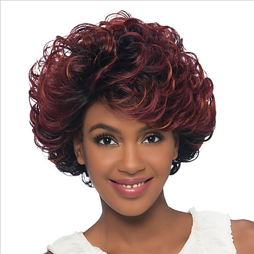 

Synthetic Wig Bangs Curly Free Part Wig Medium Length Brown / Burgundy Synthetic Hair 14 inch Women's Fashionable Design Women Synthetic Brown