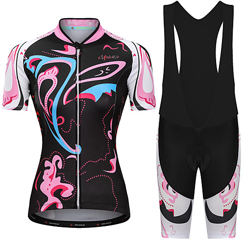 

Women's Short Sleeve Cycling Jersey with Bib Shorts Pink / Black PinkWhite Floral Botanical Bike Clothing Suit Breathable Quick Dry Reflective Strips Sweat-wicking Sports Floral Botanical Mountain