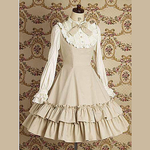 

Princess Lolita Elegant Vintage Dress Cosplay Costume Female Japanese Cosplay Costumes White / Black / Red Patchwork Petal Sleeve Long Sleeve Midi