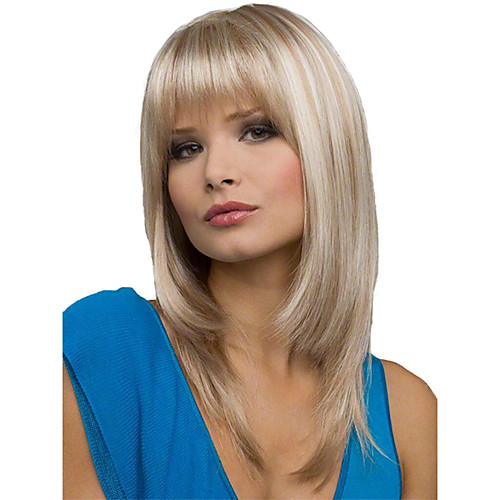 

Synthetic Wig kinky Straight Free Part Wig Medium Length Brown / White Synthetic Hair 16 inch Women's Fashionable Design Smooth Women Light Brown
