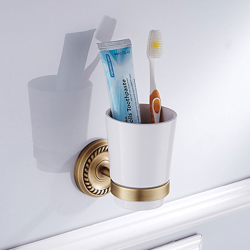 

Toothbrush Holder New Design Antique Brass / Ceramic 6pcs - Hotel bath Wall Mounted
