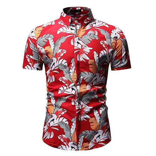 

Men's Floral Polo Shirt Collar Black / Red