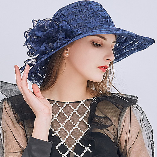 

Women's Sun Hat Lace Cute - Solid Colored White Black Blushing Pink