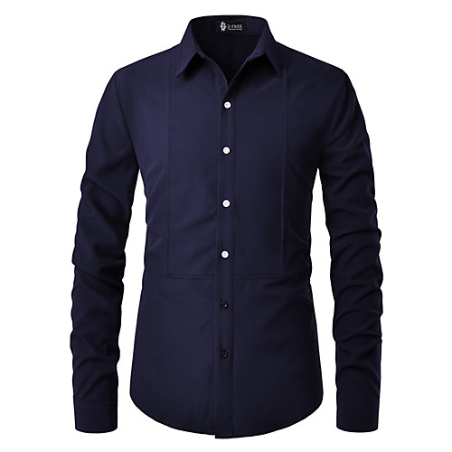 

Men's Shirt Solid Colored Patchwork Tops Cotton White Black Red