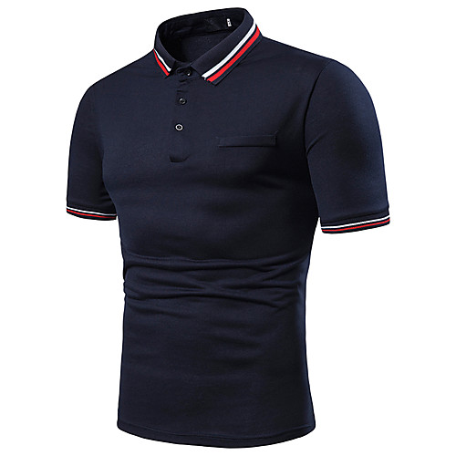 

Men's Solid Colored Patchwork Polo Shirt Collar White / Red / Navy Blue