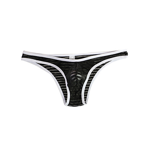 

Men's Mesh Briefs Underwear - Normal 1 Piece Low Waist Black White Blushing Pink S M L