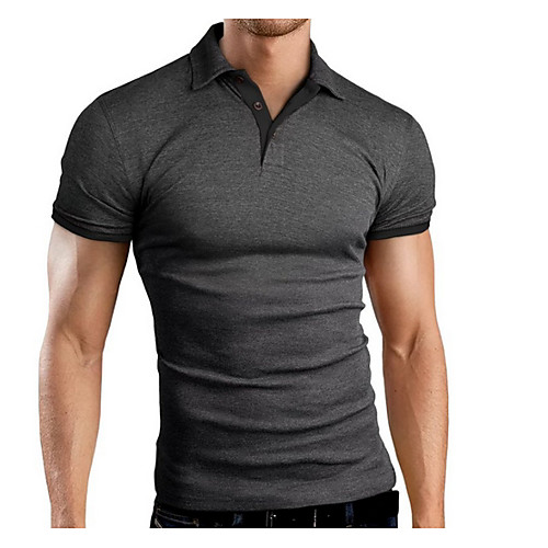 

Men's Solid Colored Polo Shirt Collar Black / Dark Gray