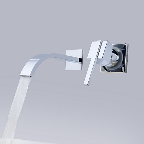 

Bathroom Sink Faucet - Waterfall Chrome Wall Mounted Single Handle Two HolesBath Taps