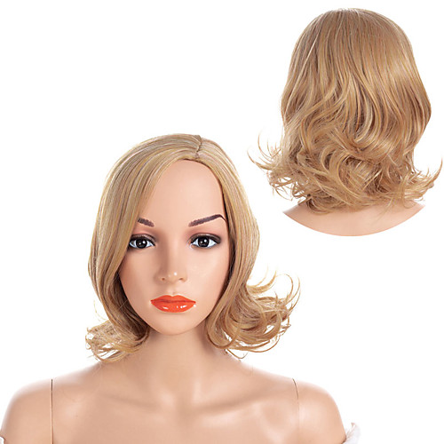 

Synthetic Wig Wavy Layered Haircut Wig Blonde Short Light golden Synthetic Hair 14 inch Women's Women Synthetic Best Quality Blonde Laflare