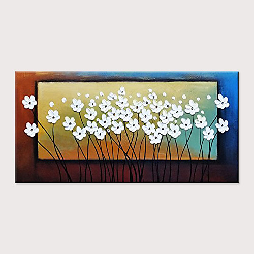 

Oil Painting Hand Painted Horizontal Abstract Floral / Botanical Classic Modern Rolled Canvas (No Frame)