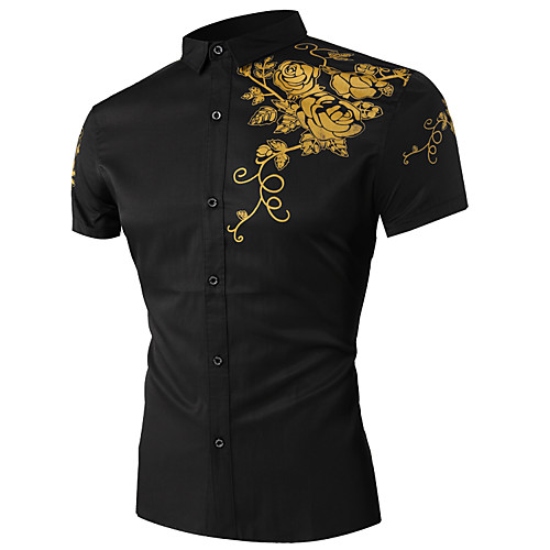 

Men's Shirt Floral Print Tops White Black Royal Blue