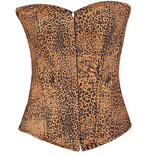 

Women's Lace Up Overbust Corset - Leopard / Animal, Vintage Style / Modern Style Brown S M L