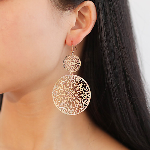 

Women's Drop Earrings Vintage Style Hollow Out Flower Simple Unique Design Sweet Rose Gold Plated Earrings Jewelry Black / Gold / Silver For Party Gift Festival 1 Pair