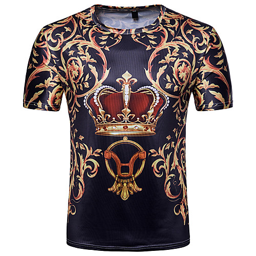 

Men's Graphic Tribal Print T-shirt Round Neck Black