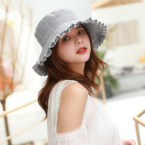 

Women's Active Basic Cute Cotton Sun Hat-Striped Spring Summer Light Brown Blushing Pink Light gray