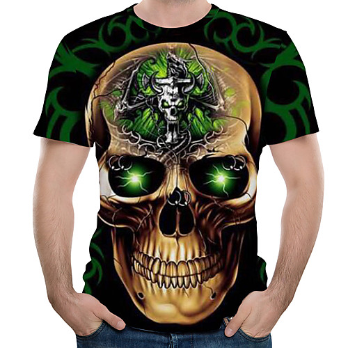 

Men's 3D Graphic Print T-shirt Round Neck Black / Skull