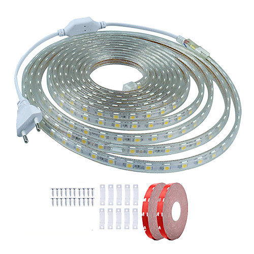 

10m LED Light Strips Waterproof Tiktok Lights 600 LEDs SMD5050 1Set Mounting Bracket 1 set Warm White White Red Cuttable Decorative 220-240 V IP68