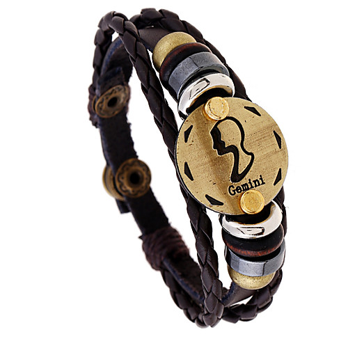 

Men's Vintage Bracelet Braided Gemini Punk Leather Bracelet Jewelry Coffee For Gift Daily