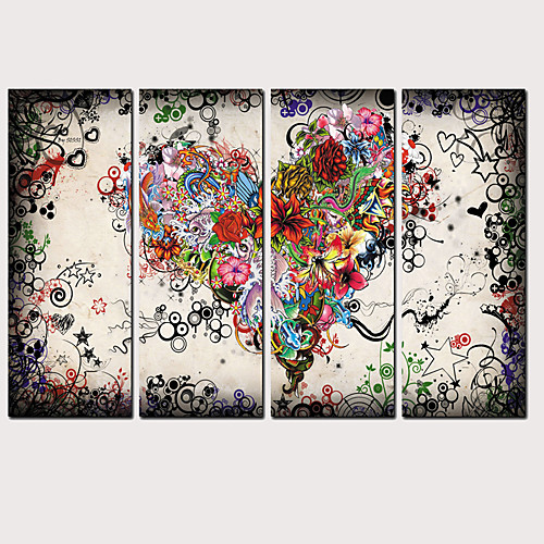 

Print Rolled Canvas Prints - Landscape Love & Hearts Classic Modern Four Panels Art Prints