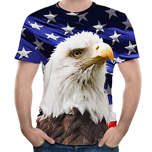 

Men's Plus Size Color Block 3D Print T-shirt Street chic Exaggerated Daily Holiday Round Neck Blue / Short Sleeve