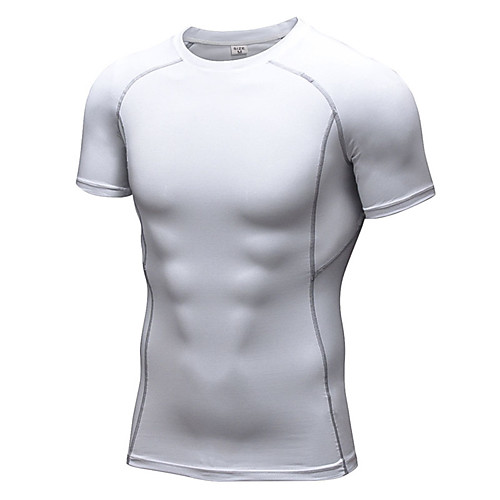

YUERLIAN Men's Compression Shirt Summer Wireless White Black Red Blue Green Fitness Gym Workout Running Tee Tshirt Base Layer Short Sleeve Sport Activewear Lightweight Breathable Quick Dry