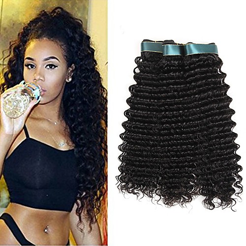 

3 Bundles Indian Hair Deep Wave Unprocessed Human Hair 150 g Natural Color Hair Weaves / Hair Bulk Extension Human Hair Extensions 8-28 inch Natural Color Human Hair Weaves Classic Best Quality Hot