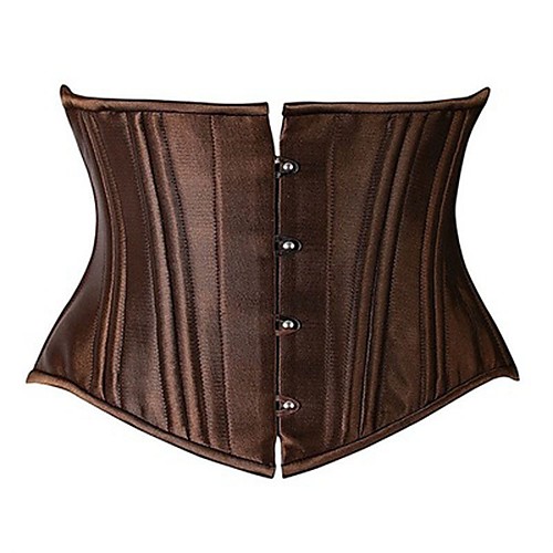 

Women's Hook & Eye Underbust Corset / Corset Set - Solid Colored / Vertical Stripes, Basic White Black Brown XS S M