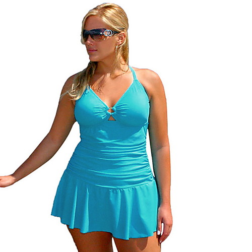 

Women's One-piece Swimwear Swimsuit - Solid Colored L XL XXL Light Blue Black