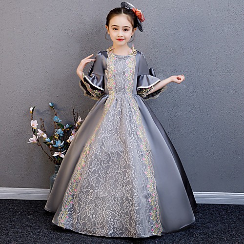 

Princess Maria Antonietta Rococo Victorian Medieval Vacation Dress Dress Outfits Costume Prom Dress Girls' Kid's Costume Gray Vintage Cosplay Party / Evening Birthday Party Birthday Long Length A-Line