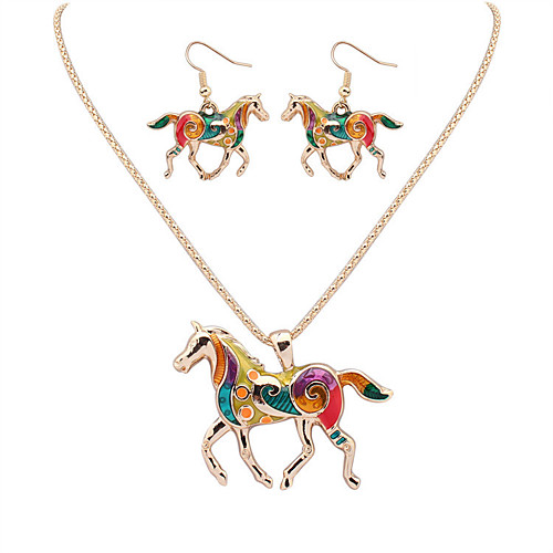 

Women's Hoop Earrings Necklace Vintage Style Horse Dainty Earrings Jewelry Gold / Silver For Party Daily 1 set