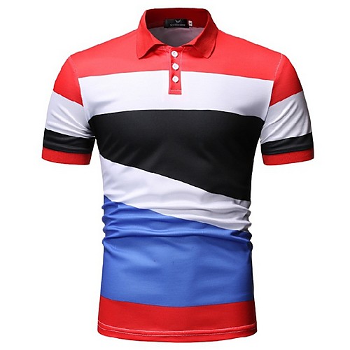 

Men's Color Block Polo Daily Wear Shirt Collar Black / Red / Short Sleeve