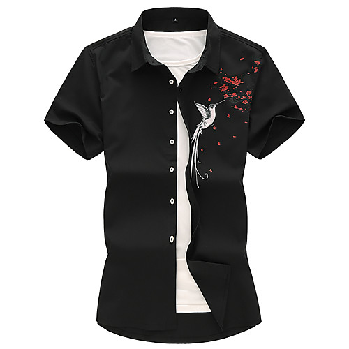 

Men's Shirt Floral Animal Plus Size Short Sleeve Street Tops White Black