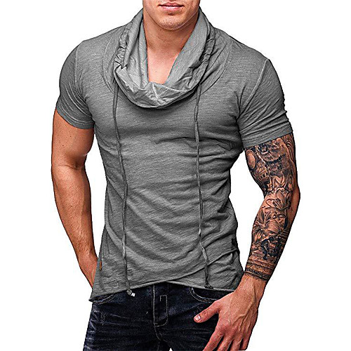 

Men's Graphic Solid Colored Patchwork Slim T-shirt - Cotton Basic Street chic Daily Casual Blue / Green / Dark Gray / Gray / Short Sleeve
