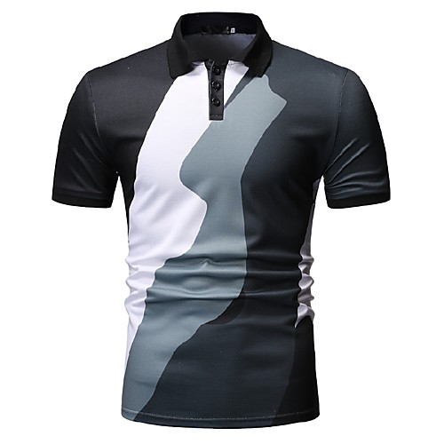 

Men's Color Block Print Polo Business Work Black / Blue