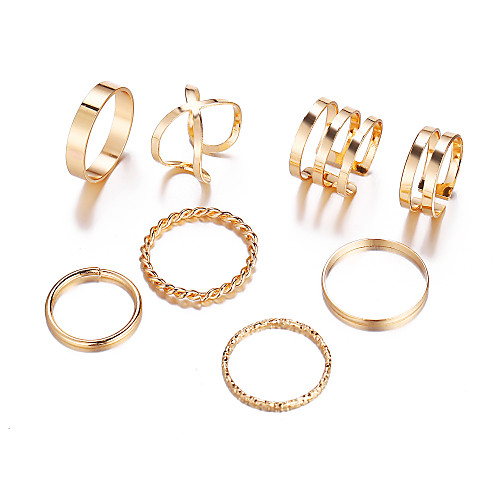 

Women's Ring Ring Set Open Ring 8pcs Gold Silver Alloy Classic Vintage European Daily Carnival Jewelry Retro Cool