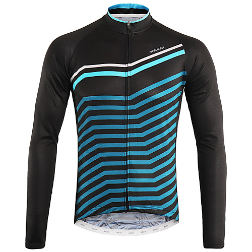 

Arsuxeo Men's Long Sleeve Cycling Jersey Winter Black / Blue Bike Top Mountain Bike MTB Road Bike Cycling Back Pocket Sweat-wicking Sports Clothing Apparel / Micro-elastic / Triathlon / Italian Ink