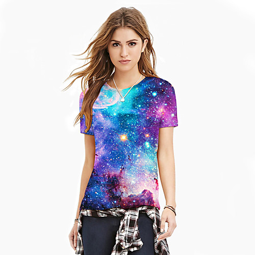 

Women's Galaxy 3D Print T-shirt Purple