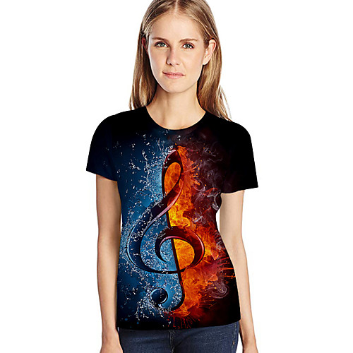 

Women's Plus Size Color Block 3D Print T-shirt Street chic Exaggerated Blue