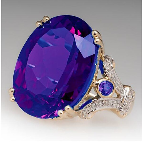

Women Promise Ring Synthetic Aquamarine Classic Purple Yellow Blue Copper Joy Mood Stylish 1pc 6 7 8 / Women's