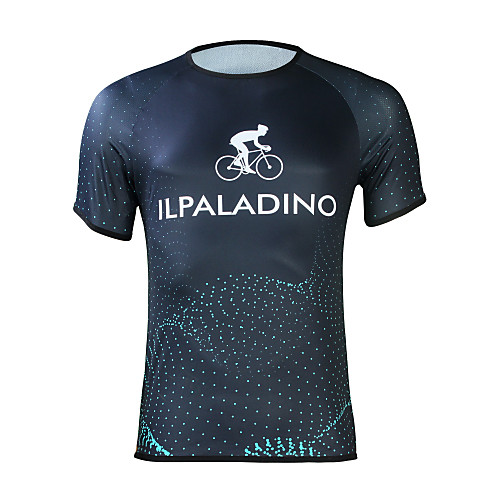

ILPALADINO Men's Short Sleeve Cycling Jersey Blue Bike Jersey Top Road Bike Cycling UV Resistant Moisture Wicking Quick Dry Sports Elastane Terylene Clothing Apparel