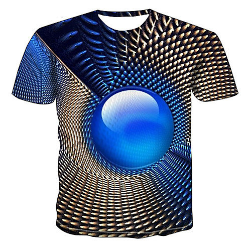 

Men's Plus Size Geometric 3D Print T-shirt Street chic Punk & Gothic Round Neck Royal Blue