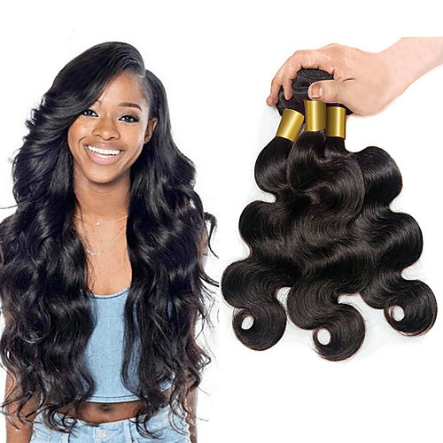 

3 Bundles Brazilian Hair Body Wave Virgin Human Hair 300 g Natural Color Hair Weaves / Hair Bulk Human Hair Extensions 8-28 inch Natural Color Human Hair Weaves For Black Women 8a Shedding Free Human