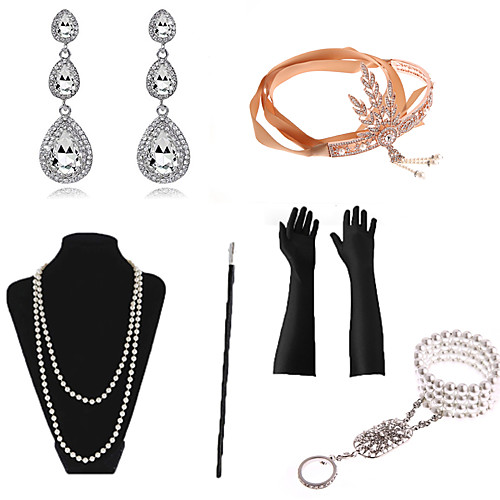 

Necklace Earrings Bracelet Costume Accessory Sets Gloves Necklace Retro Vintage 1920s The Great Gatsby Artificial feather For The Great Gatsby Cosplay Halloween Carnival Women's Costume Jewelry
