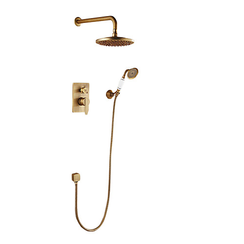 

Retro Shower Faucet Antique Copper Wall Mounted Thermostatic Ceramic Valve Bath Shower Mixer Taps