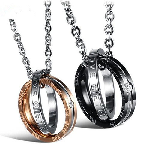 

Men's Women's Clear Cubic Zirconia Pendant Necklace Two tone Love Fashion Titanium Steel Rose Gold Black 50 cm Necklace Jewelry 1pc For Gift Daily